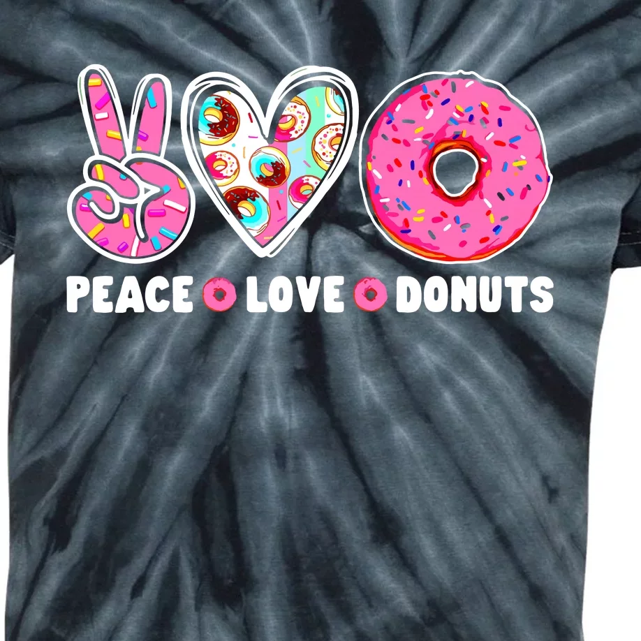 Funny Doughnut Day Donut Lover Peace Love Donuts Boy Girl Kids Tie-Dye T-Shirt