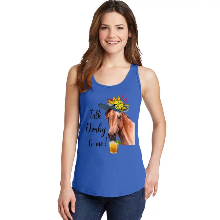 Funny Derby Day Mint Juleps Talk Derby To Me Horse Racing Ladies Essential Tank