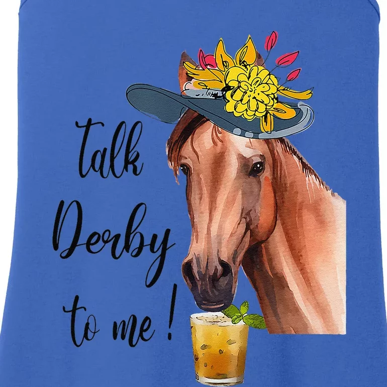 Funny Derby Day Mint Juleps Talk Derby To Me Horse Racing Ladies Essential Tank