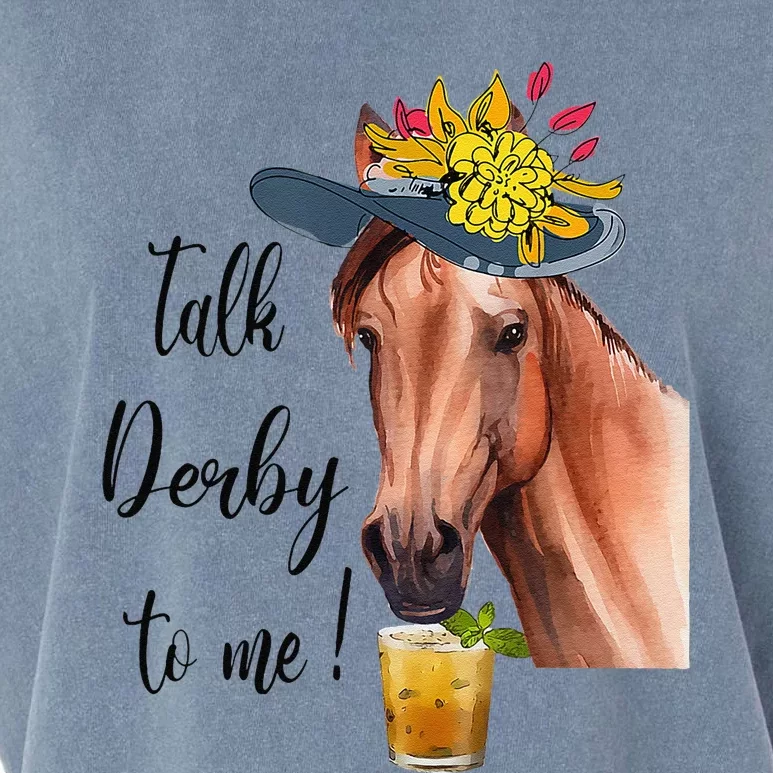 Funny Derby Day Mint Juleps Talk Derby To Me Horse Racing Garment-Dyed Women's Muscle Tee