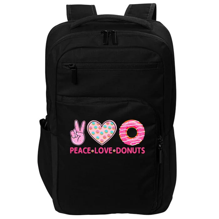 Funny Doughnut Donut Lover Peace Love Donuts Themed Impact Tech Backpack