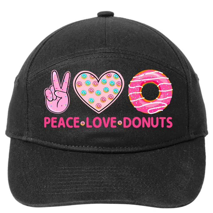 Funny Doughnut Donut Lover Peace Love Donuts Themed 7-Panel Snapback Hat