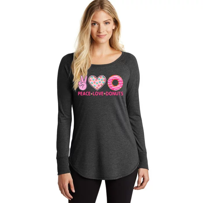 Funny Doughnut Donut Lover Peace Love Donuts Themed Women's Perfect Tri Tunic Long Sleeve Shirt