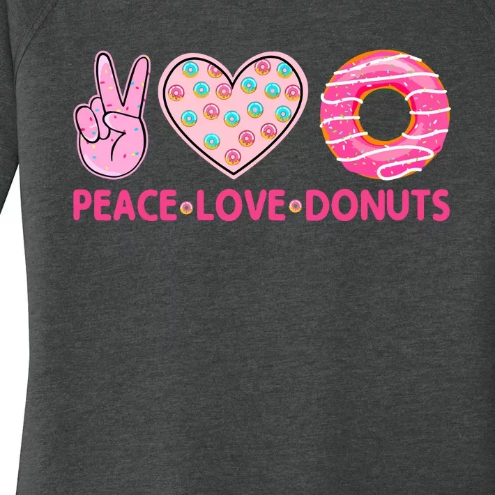 Funny Doughnut Donut Lover Peace Love Donuts Themed Women's Perfect Tri Tunic Long Sleeve Shirt