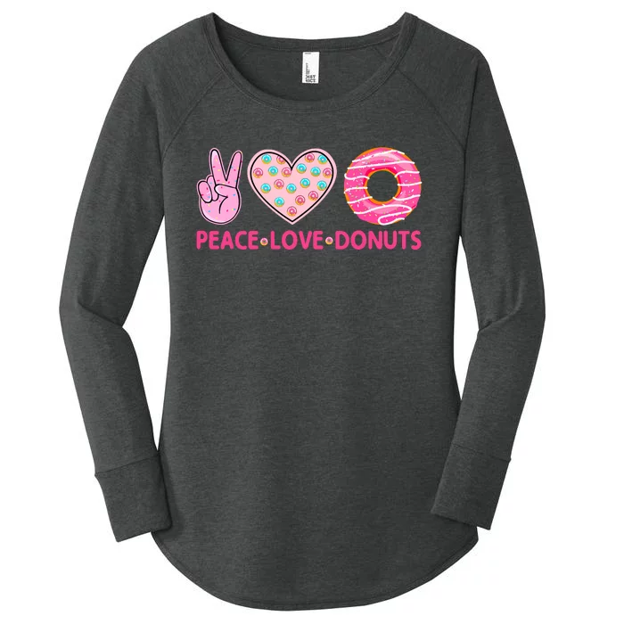 Funny Doughnut Donut Lover Peace Love Donuts Themed Women's Perfect Tri Tunic Long Sleeve Shirt