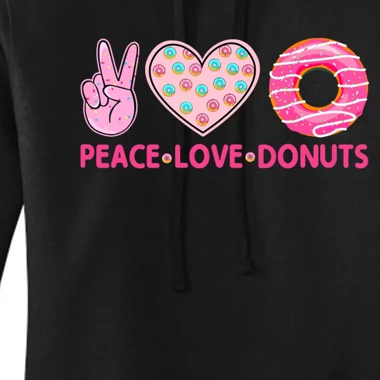 Funny Doughnut Donut Lover Peace Love Donuts Themed Women's Pullover Hoodie