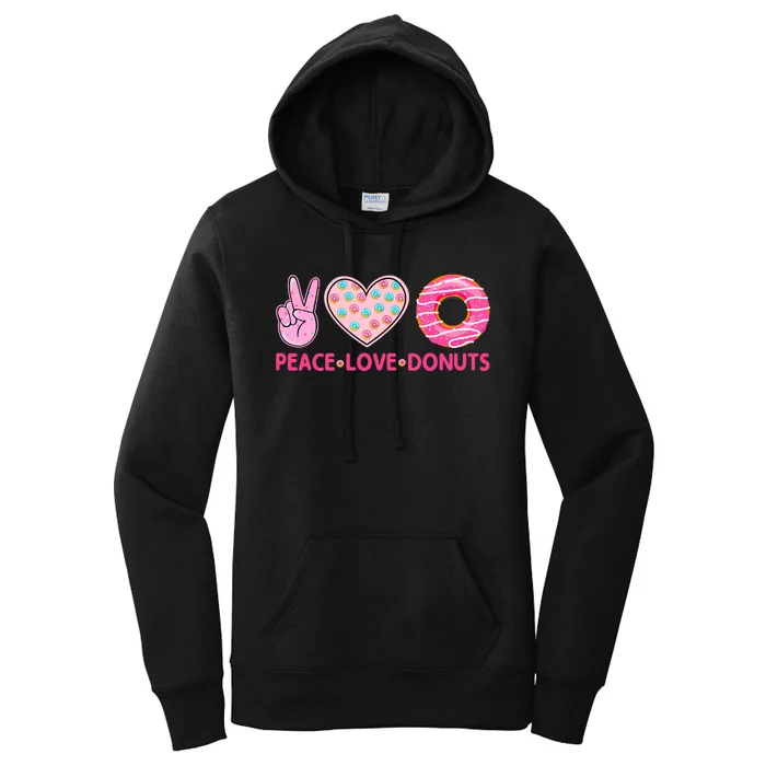 Funny Doughnut Donut Lover Peace Love Donuts Themed Women's Pullover Hoodie