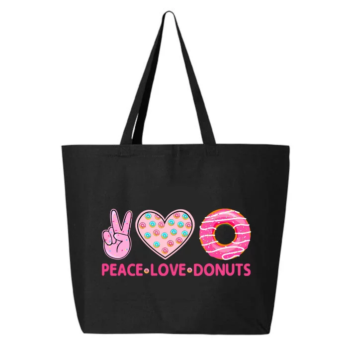 Funny Doughnut Donut Lover Peace Love Donuts Themed 25L Jumbo Tote