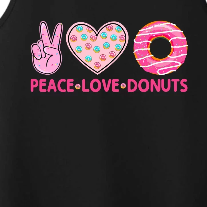 Funny Doughnut Donut Lover Peace Love Donuts Themed Performance Tank