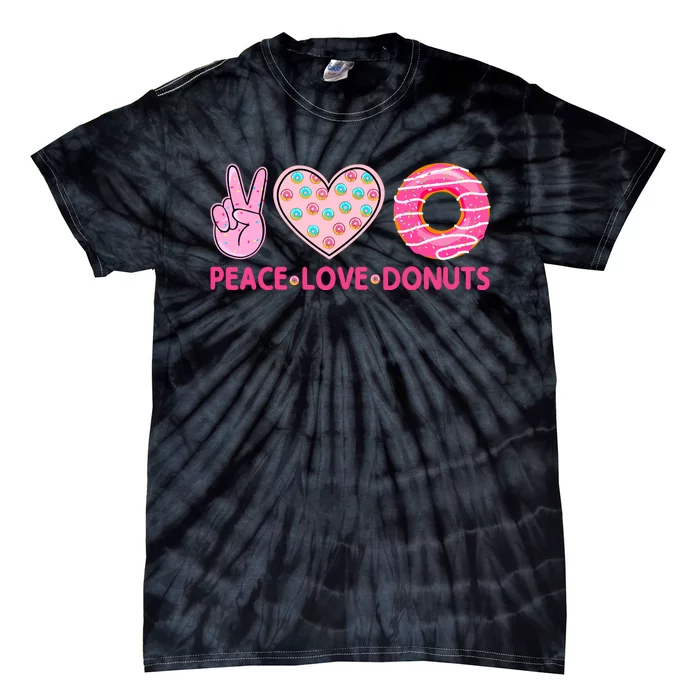 Funny Doughnut Donut Lover Peace Love Donuts Themed Tie-Dye T-Shirt