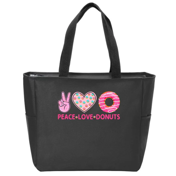 Funny Doughnut Donut Lover Peace Love Donuts Themed Zip Tote Bag