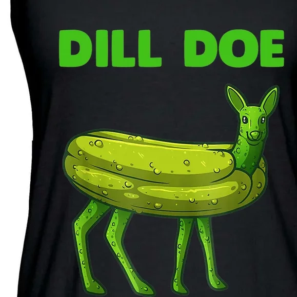 Funny Dill Doe Women Deer Green Dill Pickle Veggie Lover Ladies Essential Flowy Tank