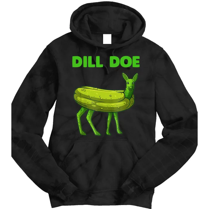 Funny Dill Doe Women Deer Green Dill Pickle Veggie Lover Tie Dye Hoodie