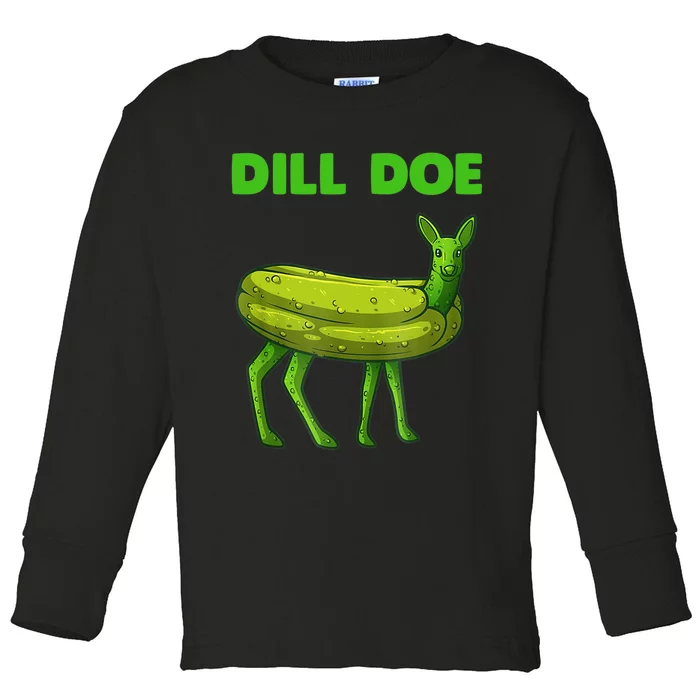 Funny Dill Doe Women Deer Green Dill Pickle Veggie Lover Toddler Long Sleeve Shirt