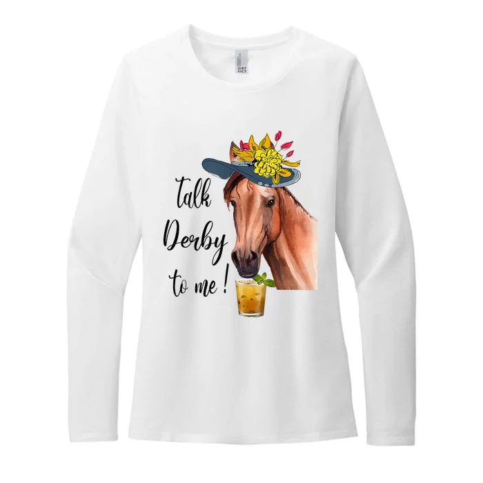 Funny Derby Day Mint Juleps Talk Derby To Me Horse Racing Womens CVC Long Sleeve Shirt