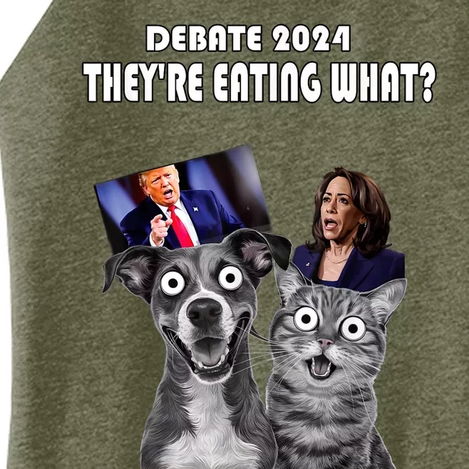 Funny Debate Election 2024 Pets Dog Cat TheyRe Eating What Women’s Perfect Tri Rocker Tank