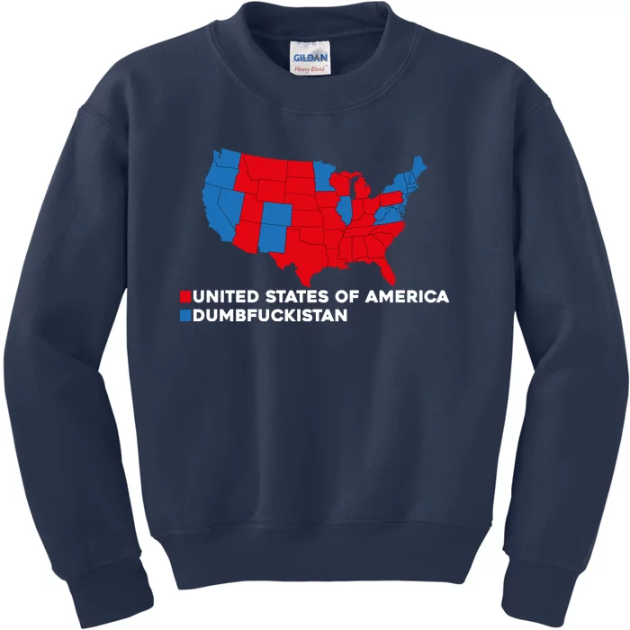 Funny Dumbfuckistan Election Map United States Of America Dumbfuckistan Kids Sweatshirt