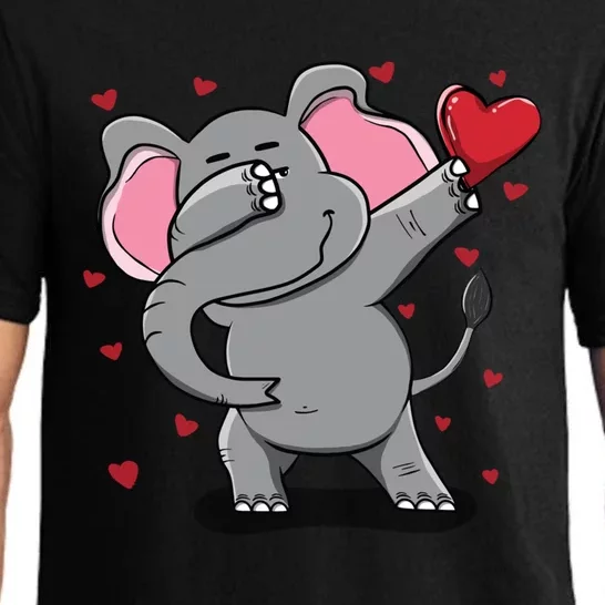 Funny Dabbing Elephant Heart Valentine's Day Gift Funny Gift Pajama Set