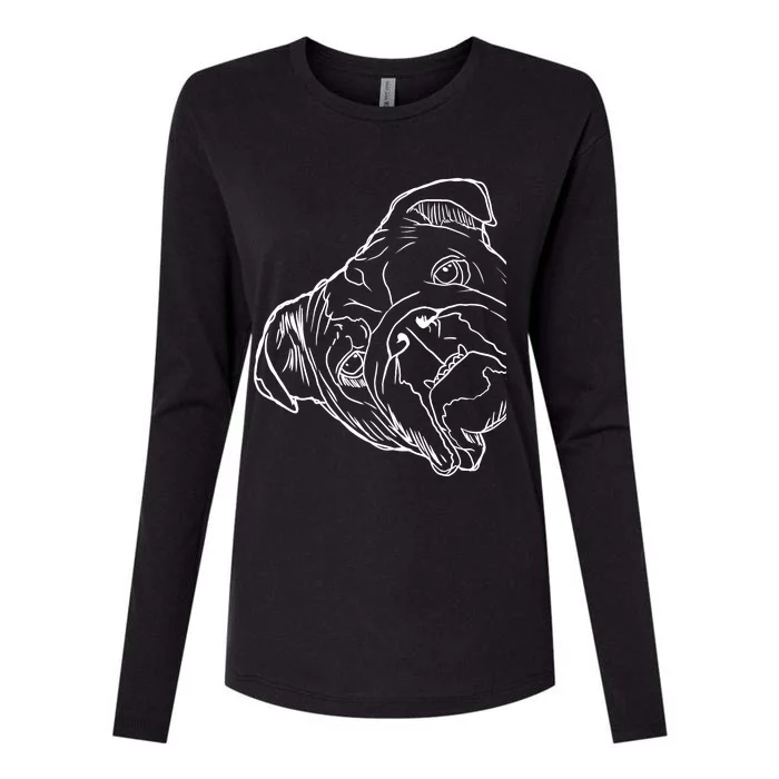 Funny Dog English Bulldog Womens Cotton Relaxed Long Sleeve T-Shirt