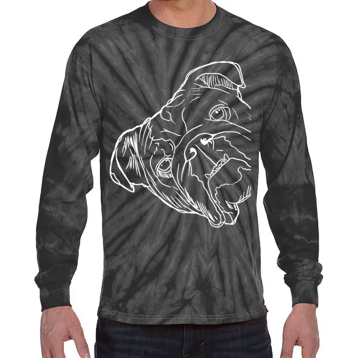 Funny Dog English Bulldog Tie-Dye Long Sleeve Shirt