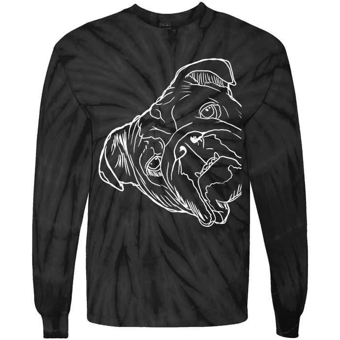 Funny Dog English Bulldog Tie-Dye Long Sleeve Shirt