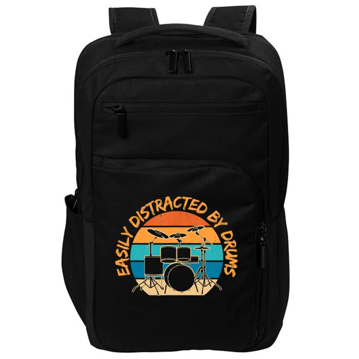 Funny Drummer Easily Distracted By Drums Drum Set Drumming Impact Tech Backpack