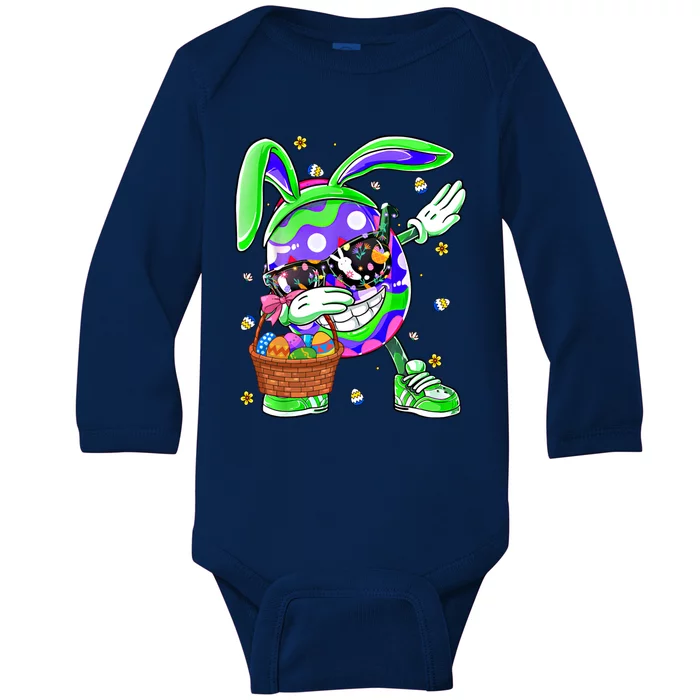 Funny Dabbing Egg Bunny Happy Easter Day Funny Gift Gift Baby Long Sleeve Bodysuit