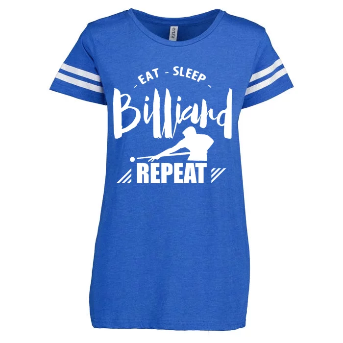 Father's Day Eat Sleep Billiards Repeat Pool Player Gift For Dad Enza Ladies Jersey Football T-Shirt