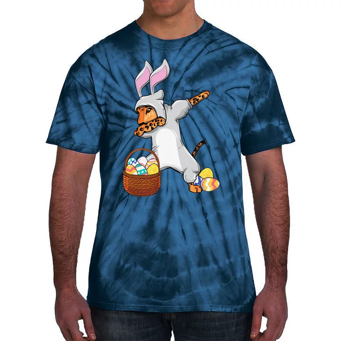 Funny Dabbing Easter Bunny Jaguar Leopard Tie-Dye T-Shirt