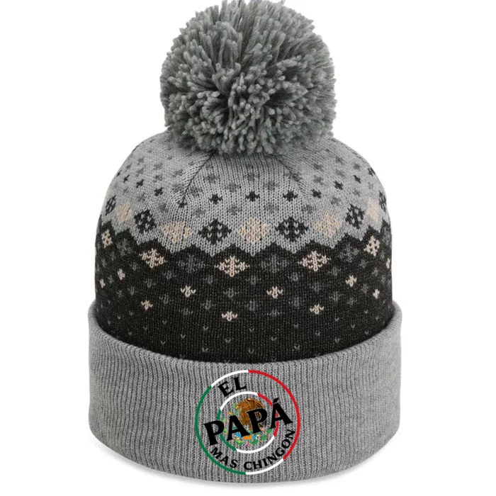 Father Day El Papa Mas Chingon Funny Mexican Dad The Baniff Cuffed Pom Beanie