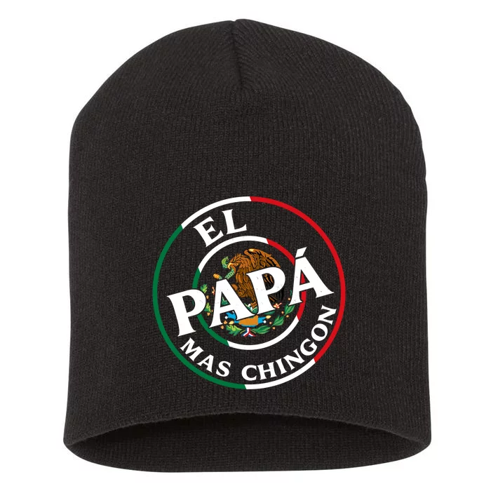 Father Day El Papa Mas Chingon Funny Mexican Dad Short Acrylic Beanie