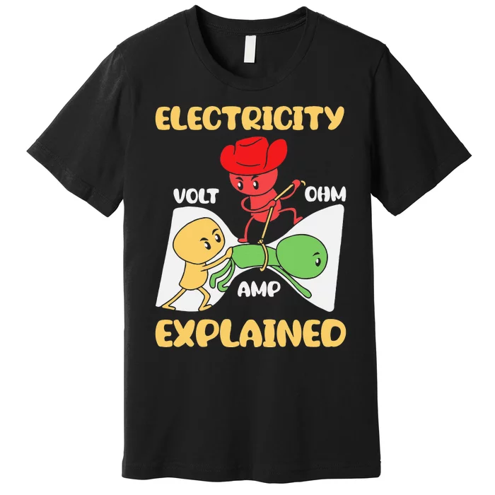 Funny Design Electricity Explained Electrician Electricity Premium T-Shirt