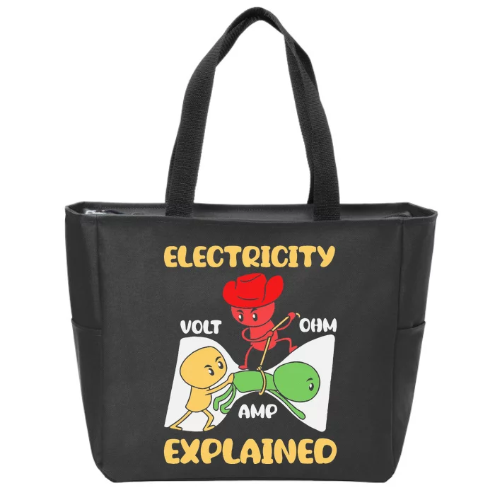 Funny Design Electricity Explained Electrician Electricity Zip Tote Bag