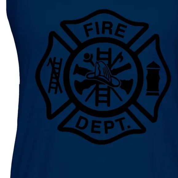 Fire Dept Emblem Badge Firefighter Logo Ladies Essential Flowy Tank