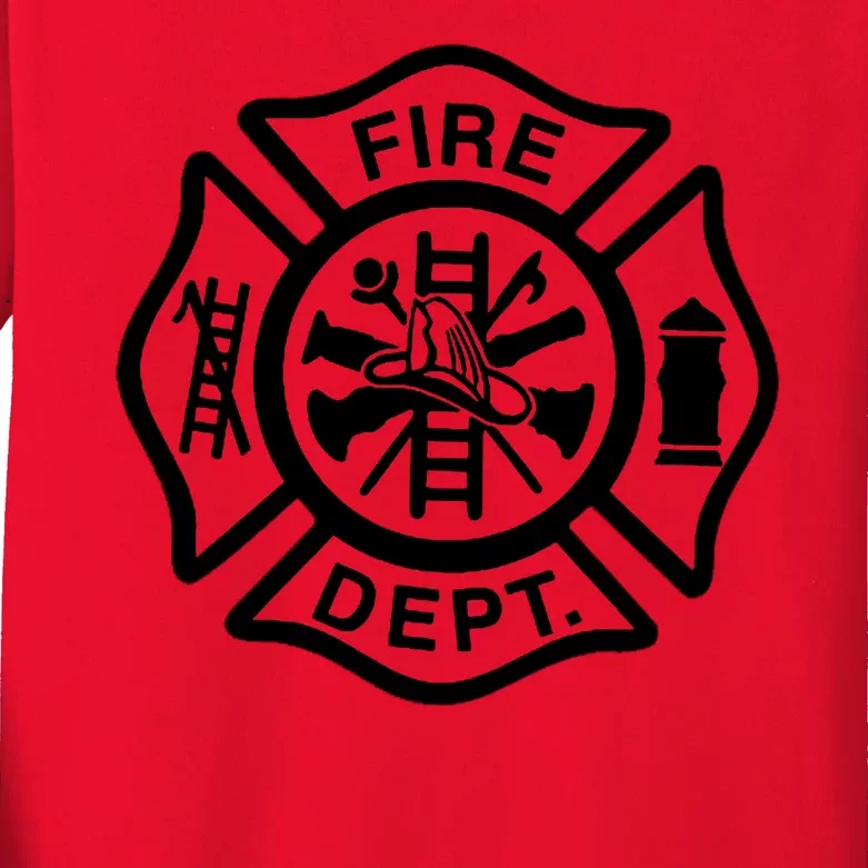 Fire Dept Emblem Badge Firefighter Logo Kids Long Sleeve Shirt