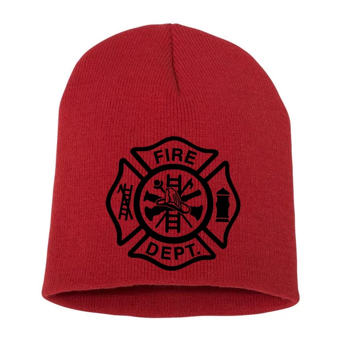 Fire Dept Emblem Badge Firefighter Logo Short Acrylic Beanie