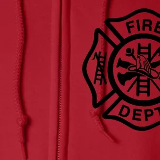 Fire Dept Emblem Badge Firefighter Logo Full Zip Hoodie