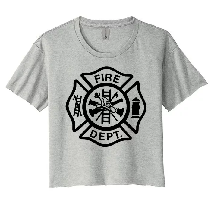 Fire Dept Emblem Badge Firefighter Logo Women's Crop Top Tee