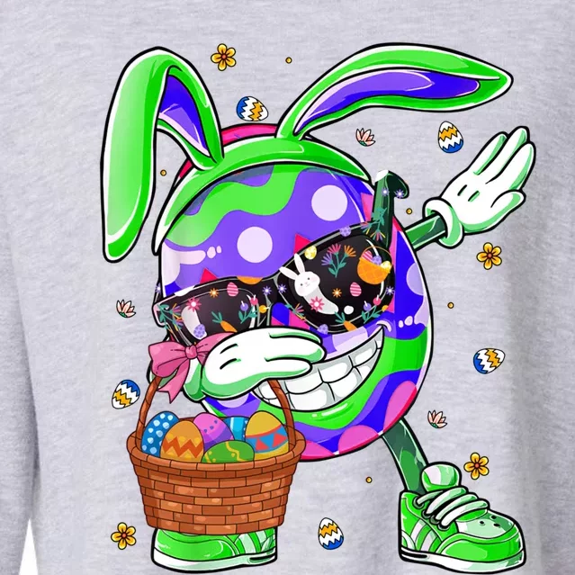 Funny Dabbing Egg Bunny Happy Easter Day Funny Gift Gift Cropped Pullover Crew