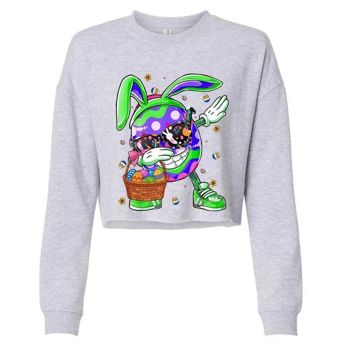 Funny Dabbing Egg Bunny Happy Easter Day Funny Gift Gift Cropped Pullover Crew