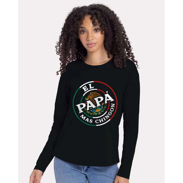 FatherS Day El Papa Mas Chingon Funny Mexican Dad Spanish Womens Cotton Relaxed Long Sleeve T-Shirt