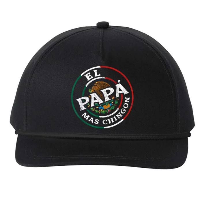 FatherS Day El Papa Mas Chingon Funny Mexican Dad Spanish Snapback Five-Panel Rope Hat