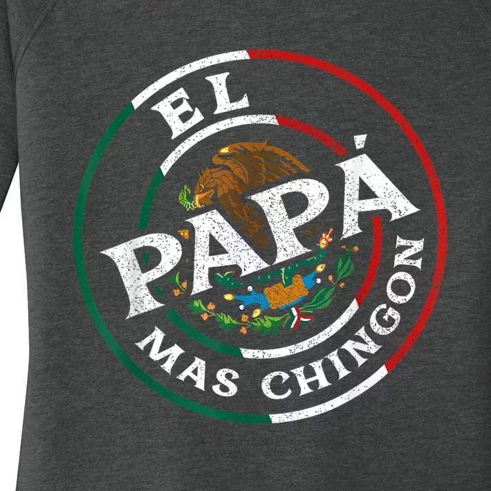 FatherS Day El Papa Mas Chingon Funny Mexican Dad Spanish Women's Perfect Tri Tunic Long Sleeve Shirt