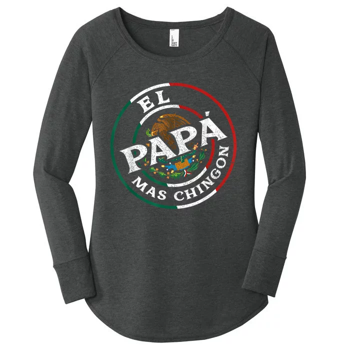 FatherS Day El Papa Mas Chingon Funny Mexican Dad Spanish Women's Perfect Tri Tunic Long Sleeve Shirt