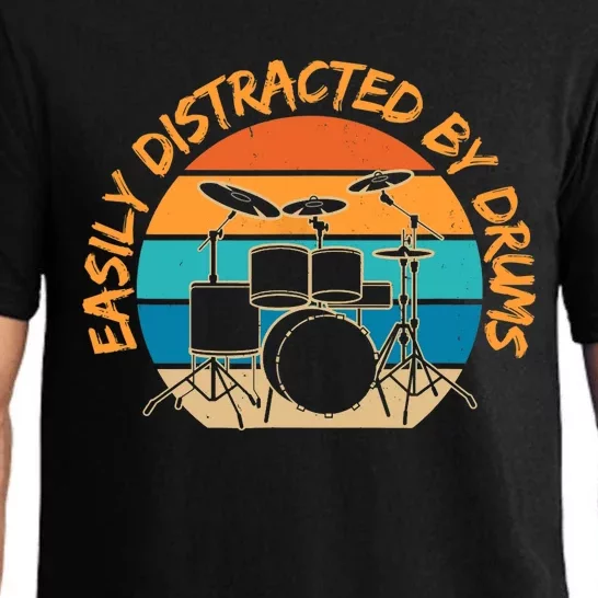 Funny Drummer Easily Distracted By Drums Drum Set Drumming Pajama Set