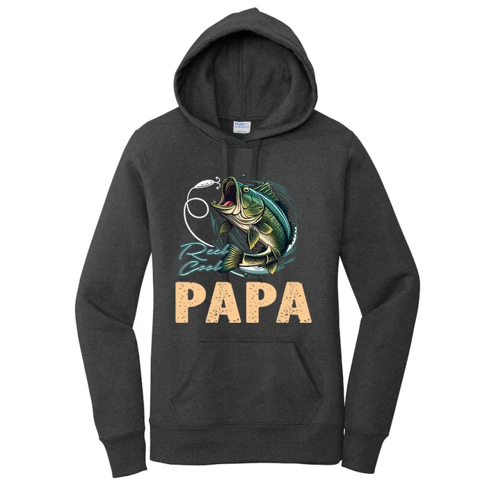 Fathers Day Funny Fisherman Reel Cool Papa Fishing Lover Women's Pullover Hoodie