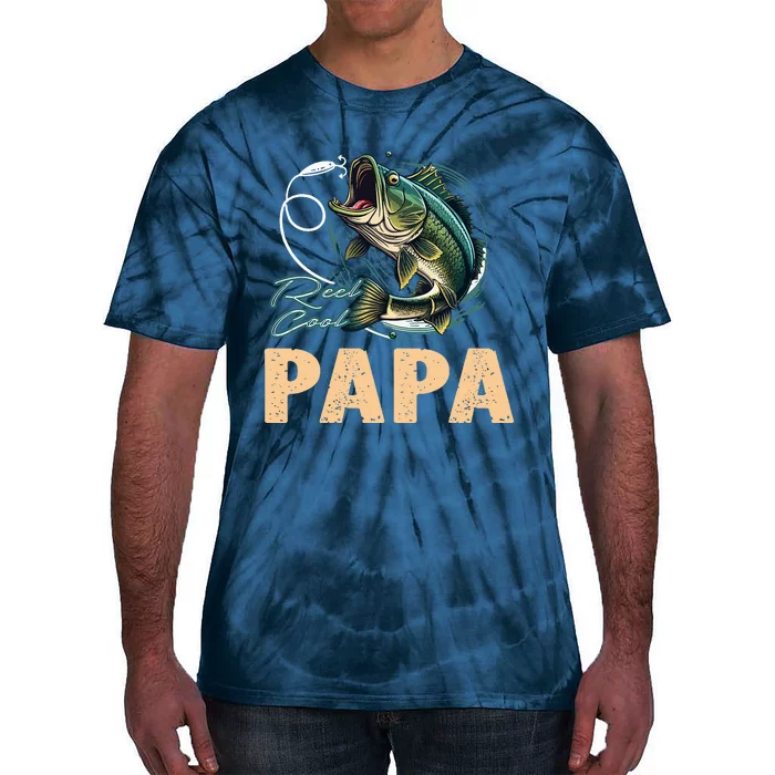 Fathers Day Funny Fisherman Reel Cool Papa Fishing Lover Tie-Dye T-Shirt