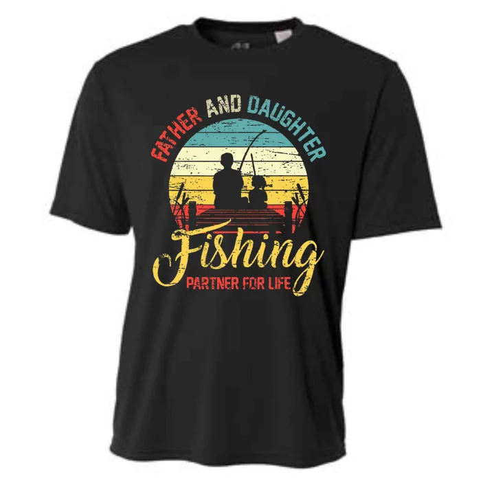 Father Daughter Fishing Partner For Life Retro Matching Dad Cooling Performance Crew T-Shirt