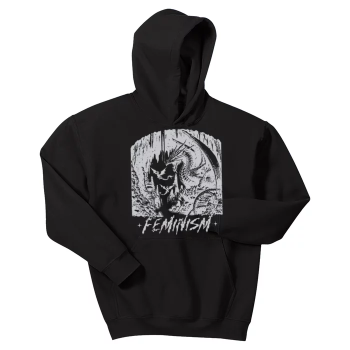 Feminism Dragon Fantasy Kids Hoodie