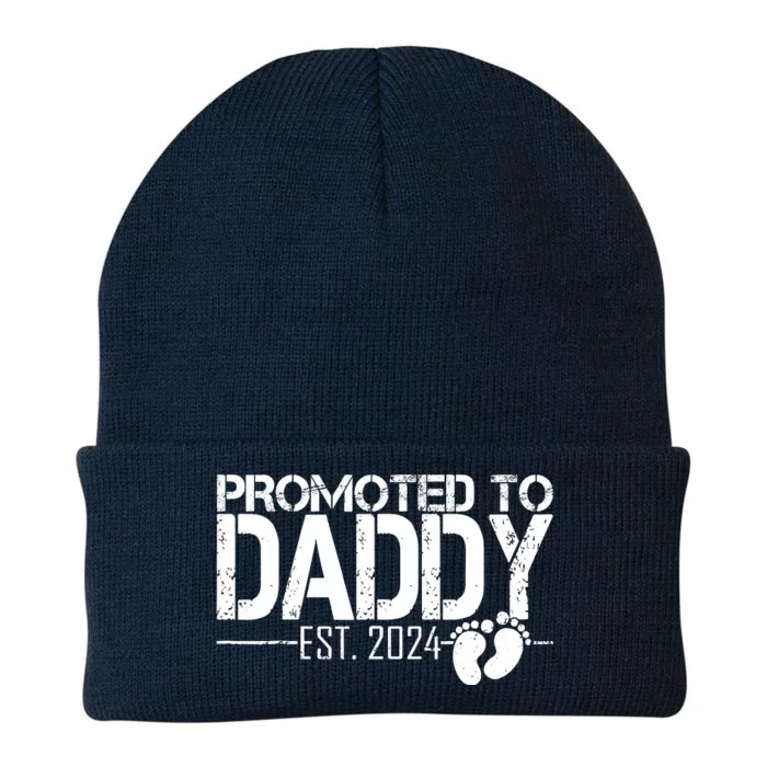 FatherS Day First Time Dad 2024 Promoted To Daddy Est 2024 Knit Cap Winter Beanie